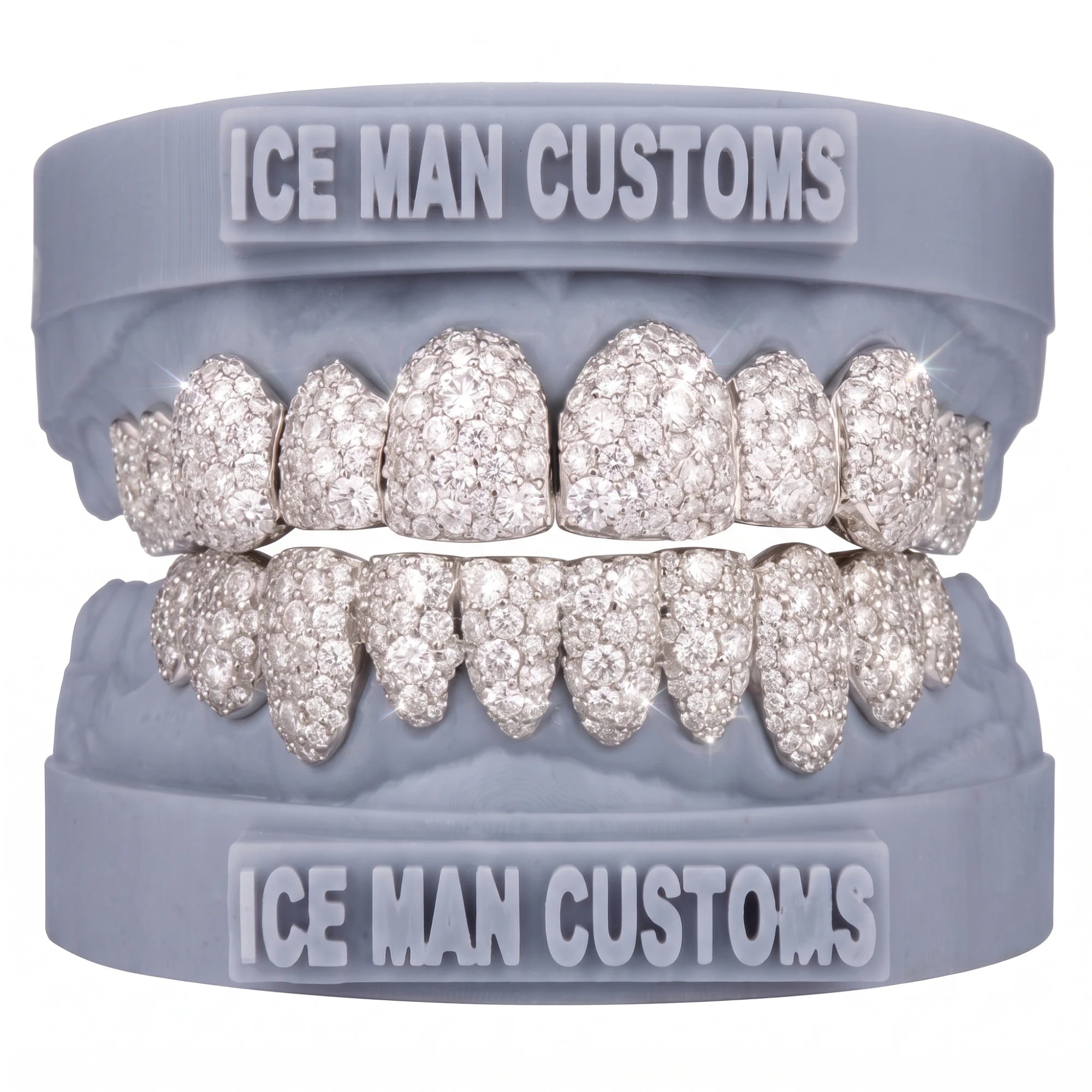 Gold Colour: White – VVS Lab Diamond Galaxy Set Grill in white gold / silver, IceMan Customs