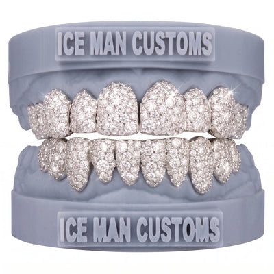 Gold Colour: White – VVS Lab Diamond Galaxy Set Grill in white gold / silver, IceMan Customs