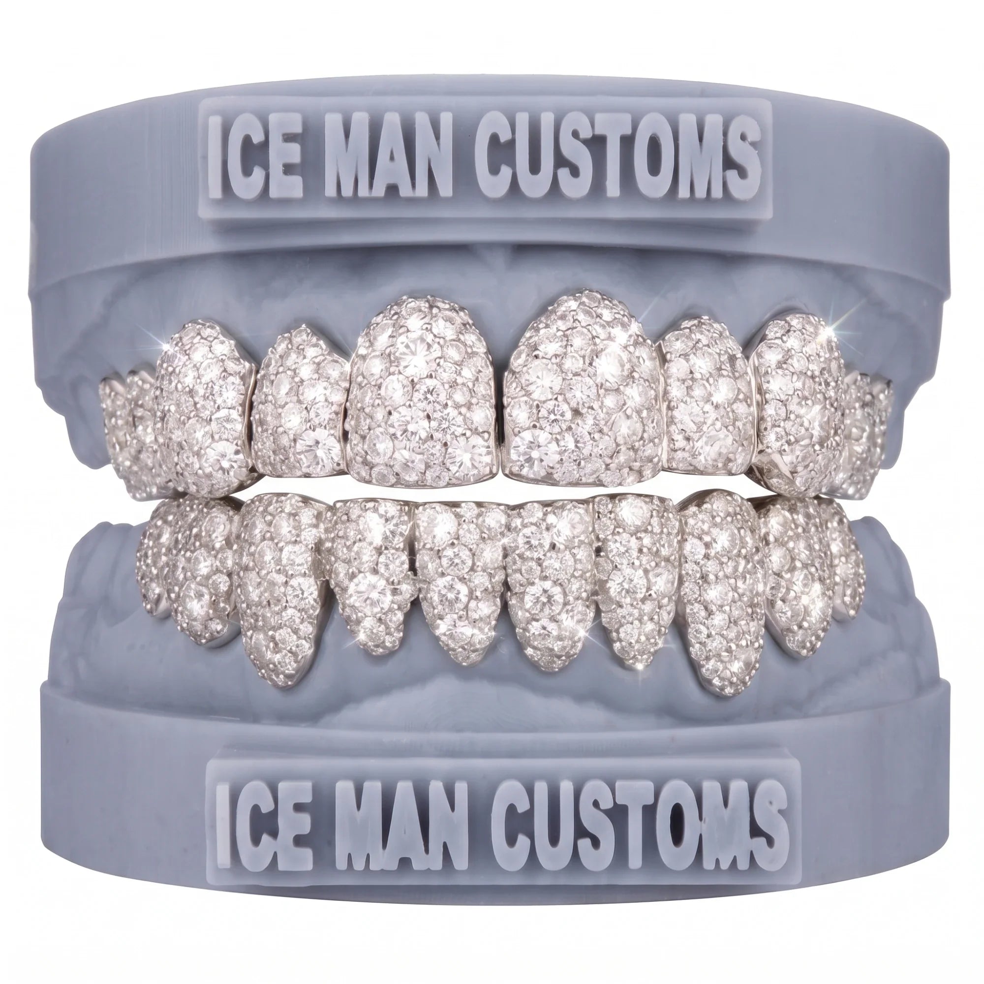 Gold Colour: White – VVS Moissanite Galaxy Set Grill in white gold / silver, IceMan Customs