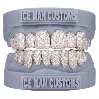 Gold Colour: White – Natural Diamond Galaxy Set Grill in white gold / silver, IceMan Customs