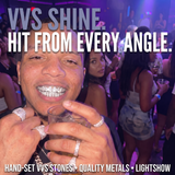 VVS shine that hits from every angle – hand-set VVS stones in quality metal