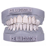 Gold Colour: White – VVS Lab Diamond Honeycomb Set Grill in white gold / silver, IceMan Customs