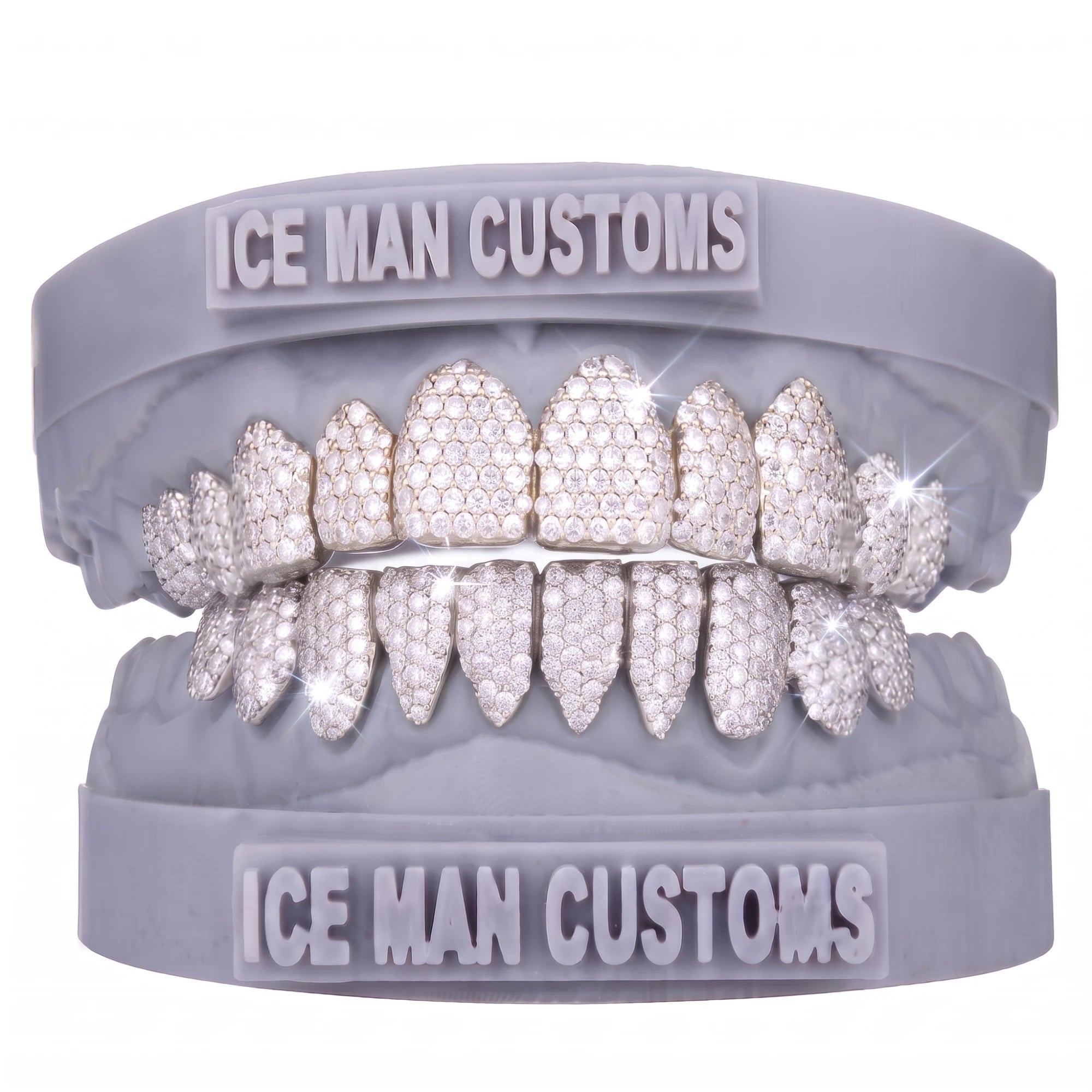 Gold Colour: White – VVS Lab Diamond Honeycomb Set Grill in white gold / silver, IceMan Customs