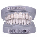 Gold Colour: White – VVS Moissanite Honeycomb Set Grill in white gold / silver, IceMan Customs