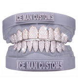 Gold Colour: White – VVS Moissanite Honeycomb Set Grill in white gold / silver, IceMan Customs