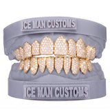 Gold Colour: Yellow – Natural Diamond Honeycomb Set Grill in yellow gold, IceMan Customs