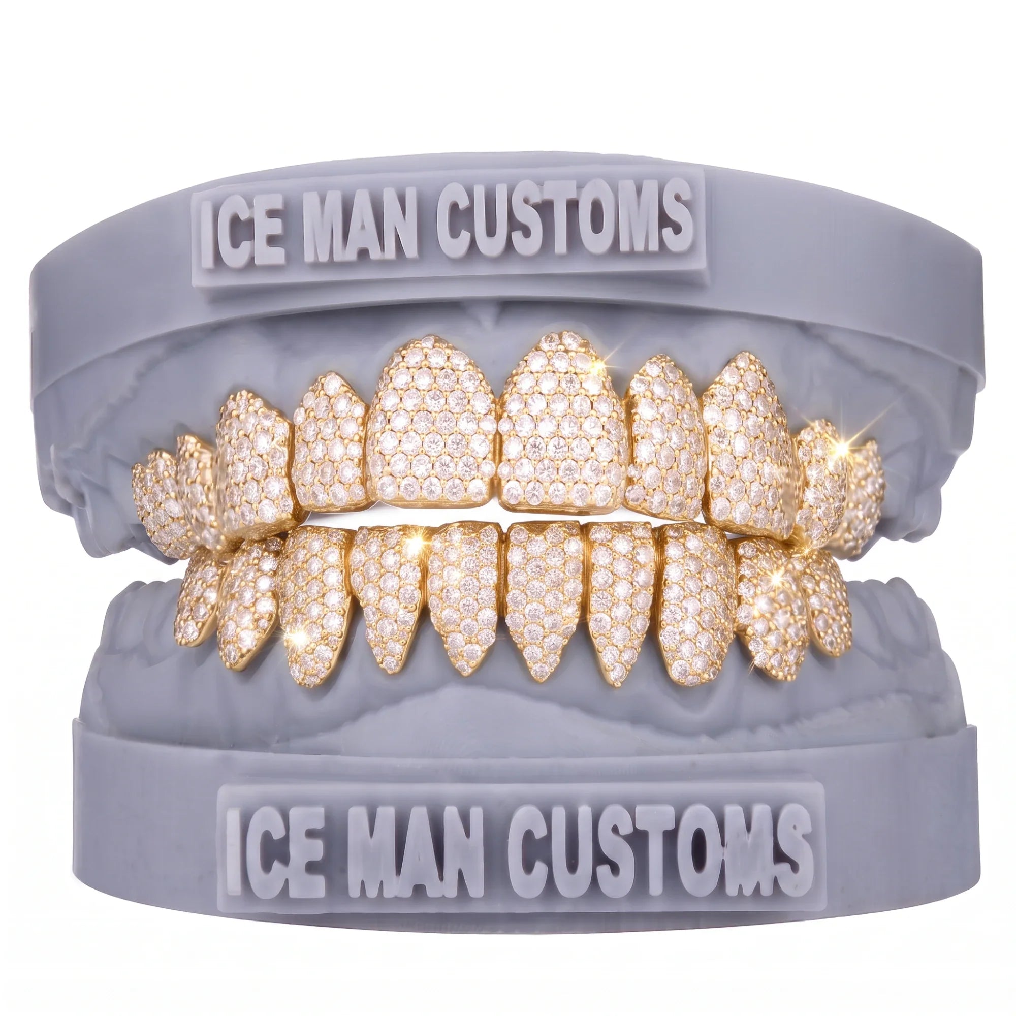 Gold Colour: Yellow – VVS Moissanite Honeycomb Set Grill in yellow gold, IceMan Customs