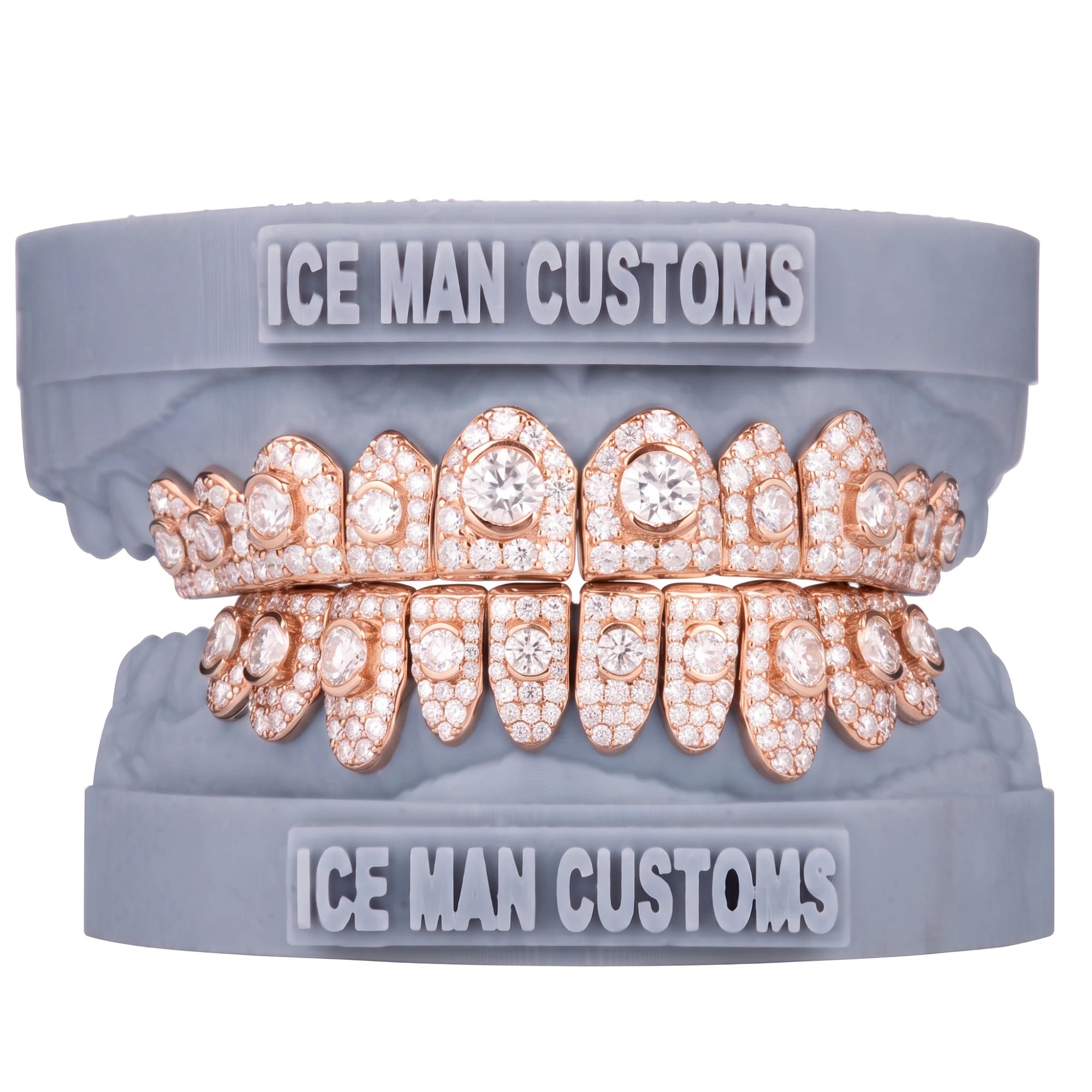 Gold Colour: Rose – Natural Diamond Honeymoon Set Grill in rose gold, IceMan Customs