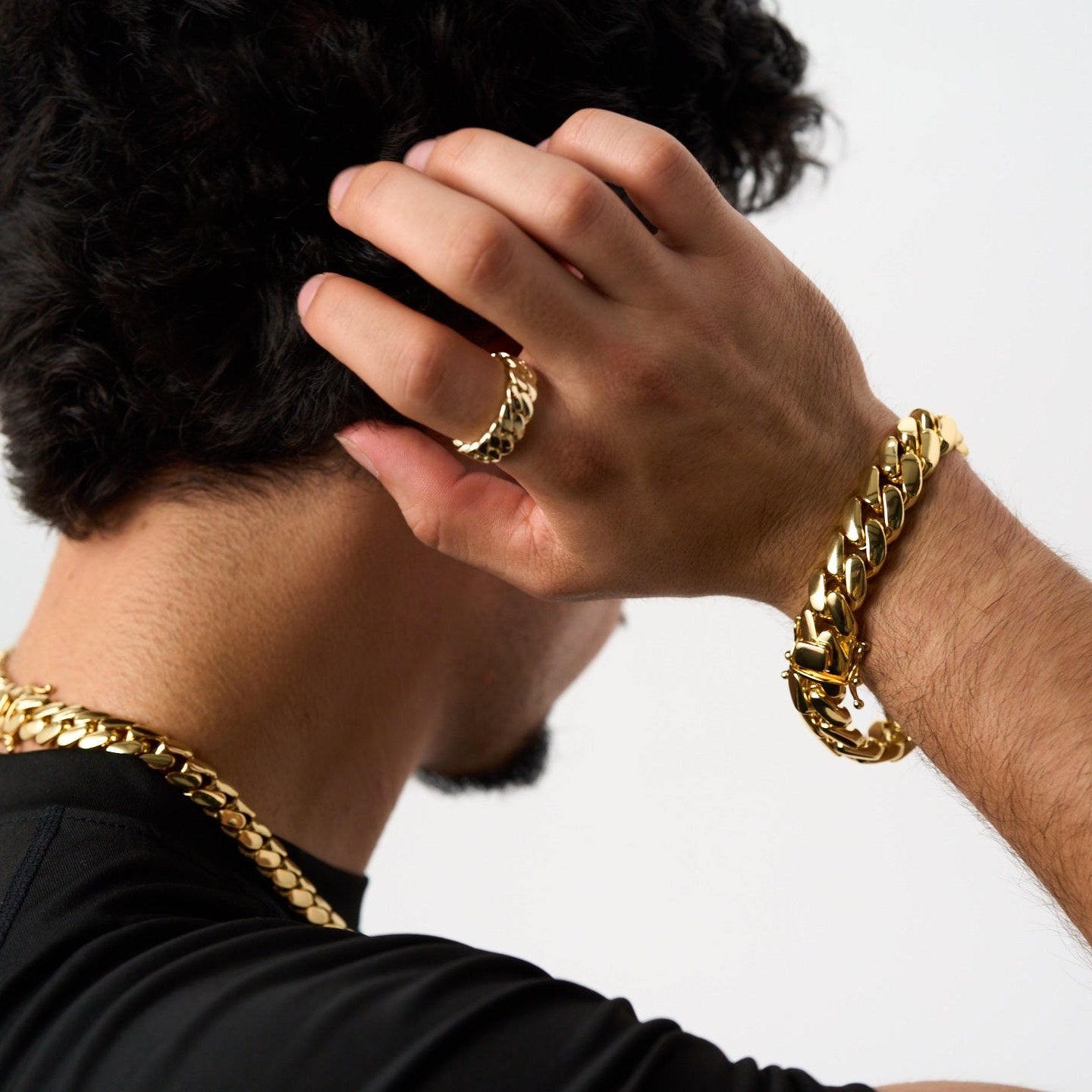Back view with Cuban ring and bracelet