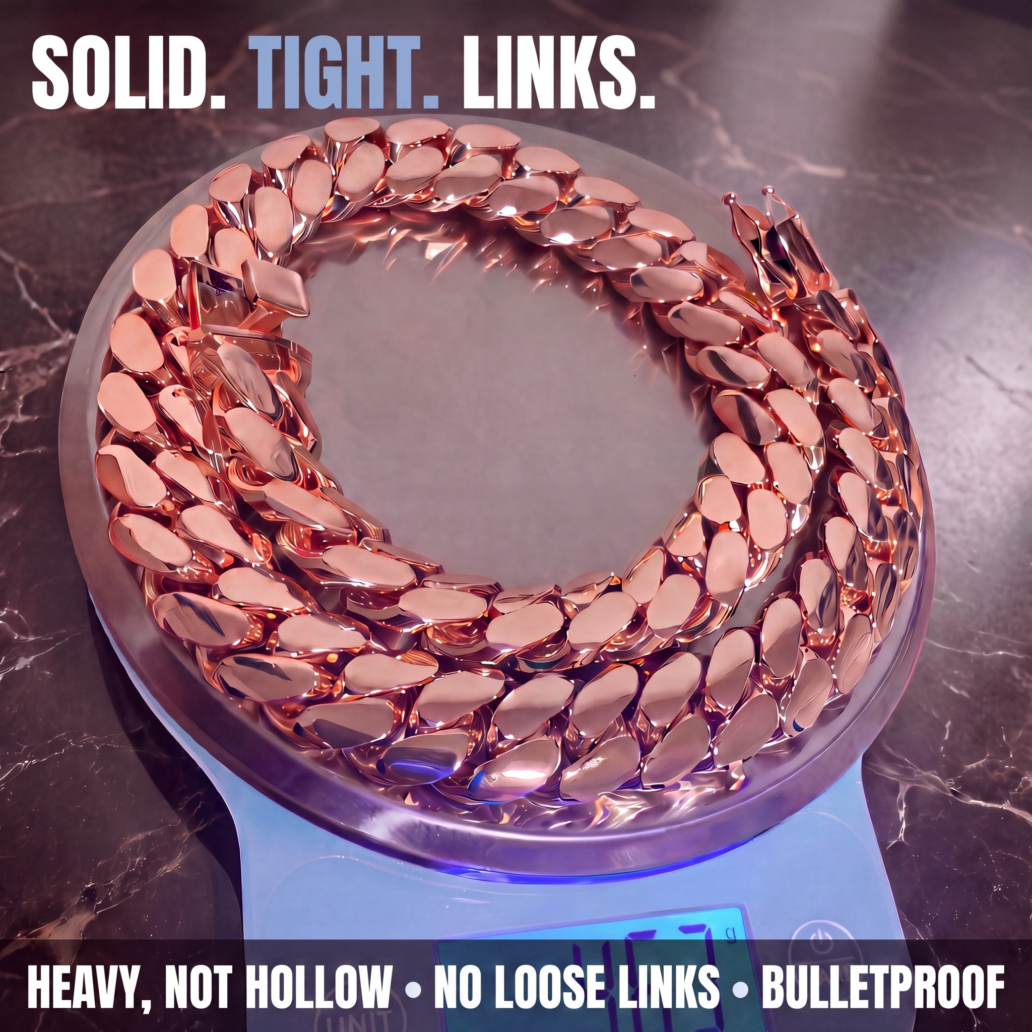 Solid tight links rose gold