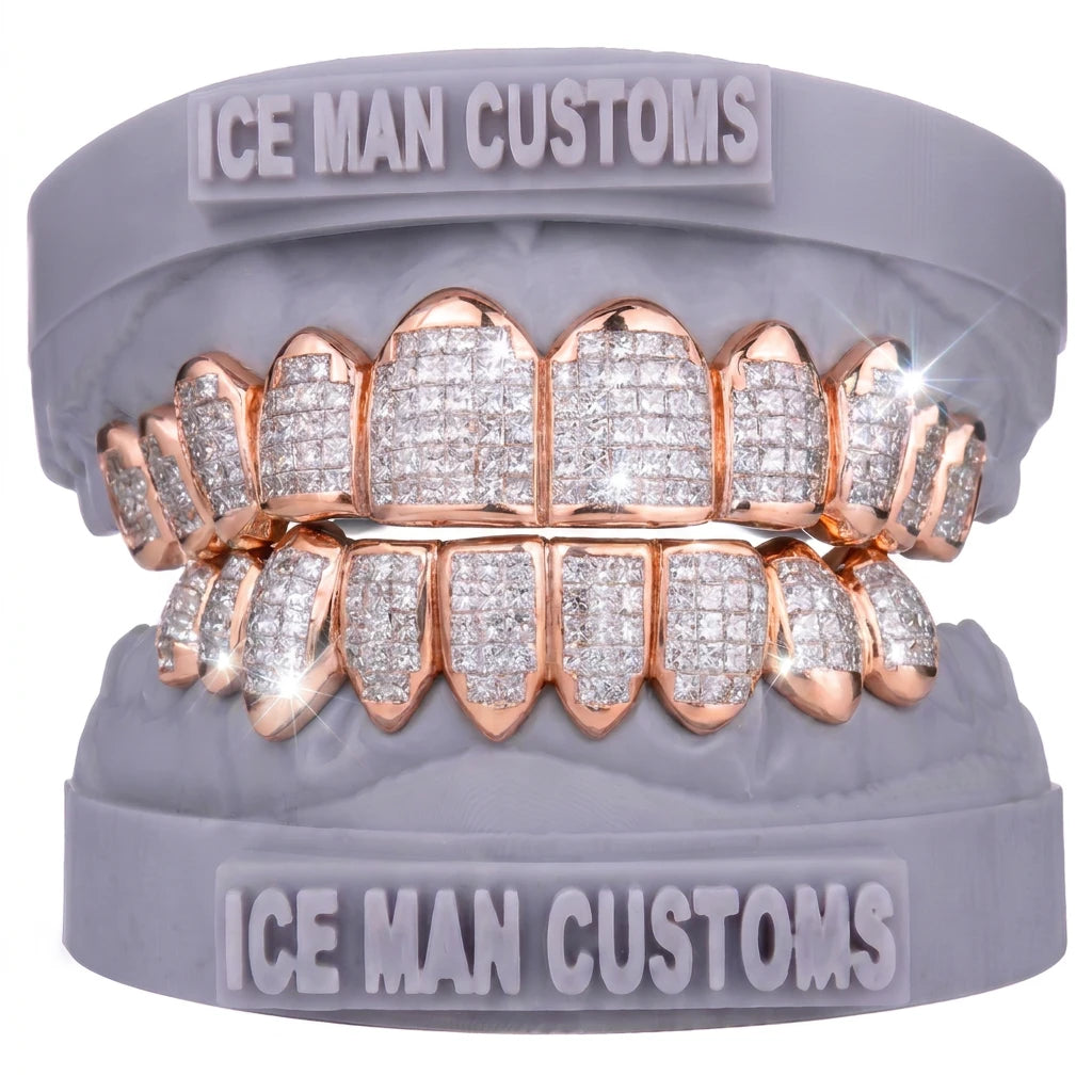 Gold Colour: Rose – VVS Lab Diamond Invisible Set Grill in rose gold, IceMan Customs