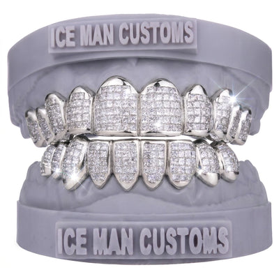 Gold Colour: White – VVS Lab Diamond Invisible Set Grill in white gold / silver, IceMan Customs