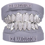 Gold Colour: White – Natural Diamond Invisible Set Grill in white gold / silver, IceMan Customs