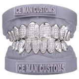 Gold Colour: White – Natural Diamond Invisible Set Grill in white gold / silver, IceMan Customs
